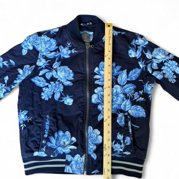 Gap Navy Blue Floral Bomber Jacket Size XS - Picture 5 of 6